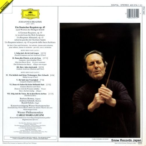 GIULINI, CARLO MARIA brahms; ein deutsches requiem 423574-1