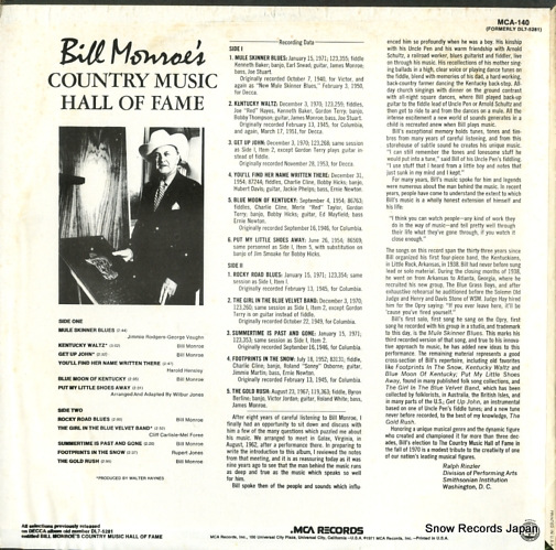 MONROE, BILL bill monroe's country music hall of fame MCA-140