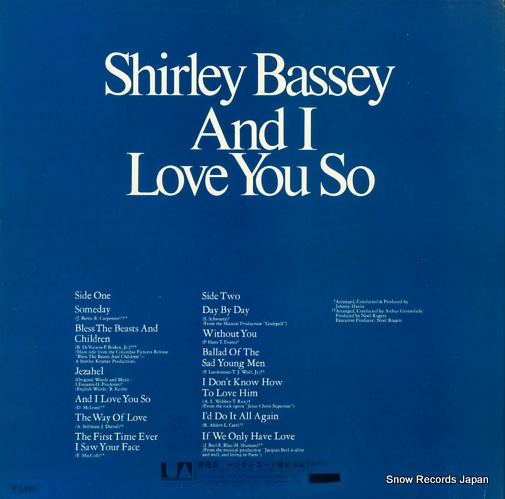 BASSEY, SHIRLEY and i love you so GP310