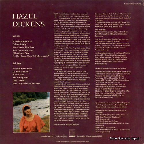 DICKENS, HAZEL by the sweat my brow ROUNDER0200