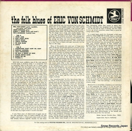 SCHMIDT, ERIC VON the folk blues PR7717