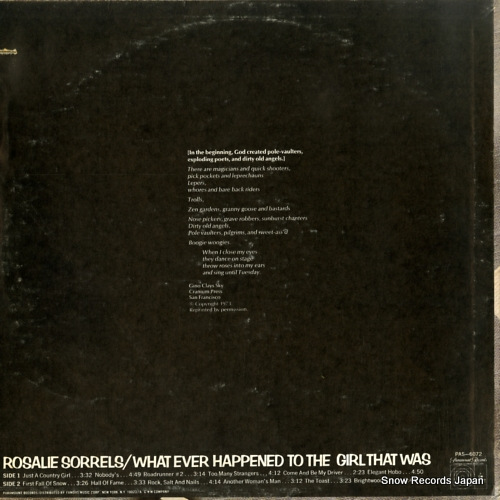 SORRELS, ROSALIE what ever happened to the girl that was PAS-6072