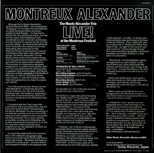 ALEXANDER, MONTY live at the montreux festival ULS-6007-P