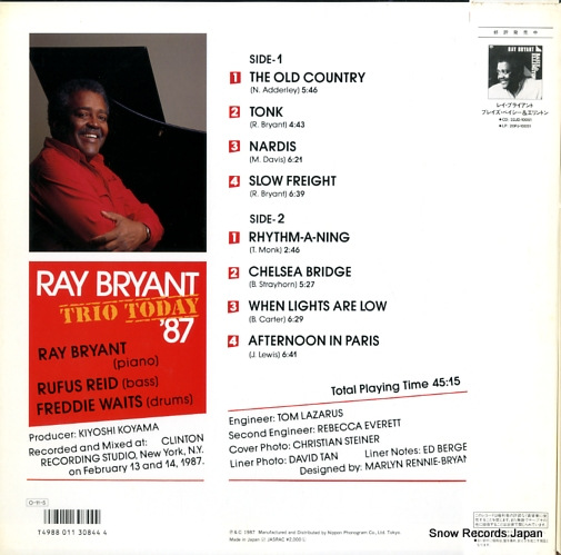 BRYANT, RAY trio today '87 20PJ-10079