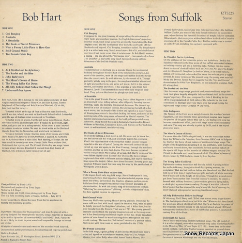 BOB HART songs from suffolk 12TS225