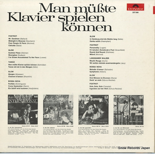 SCHULZ-REICHEL, FRITZ, AND DAS BRISTOL-BAR-SEXTETT man musste klavier spielen konnen 237388
