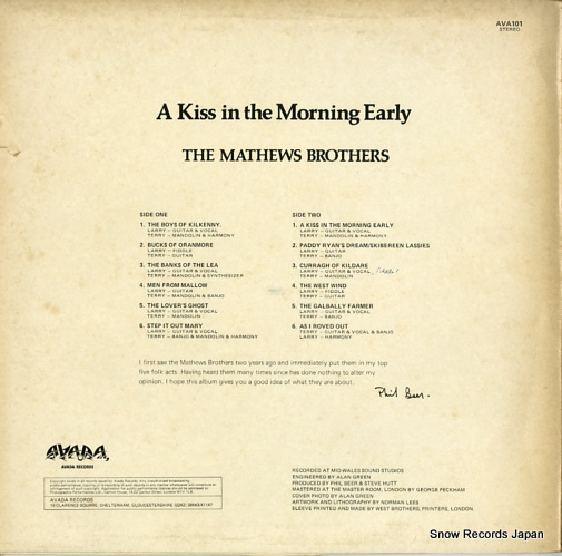 MATHEWS BROTHERS, THE a kiss in the morning early AVA101