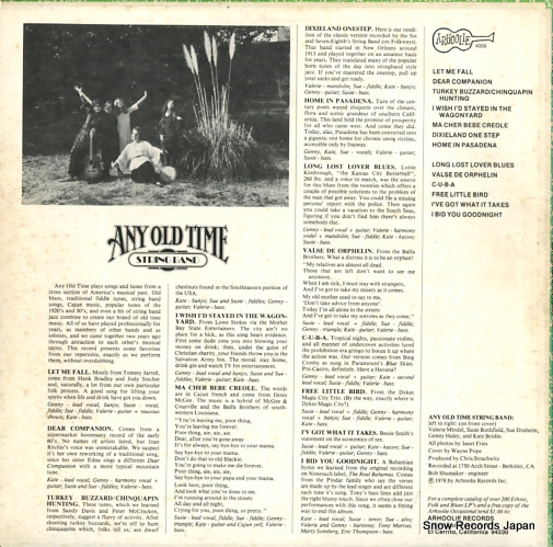 ANY OLD TIME STRING BAND any old time string band ARHOOLIE4009