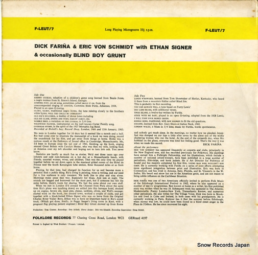 FARINA, DICK, AND ERIC VON SCHMIDT dick farina & eric von schmidt F-LEUT/7