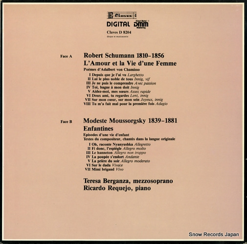BERGANZA, TERESA modest mussorgsky die kinderstube D8204