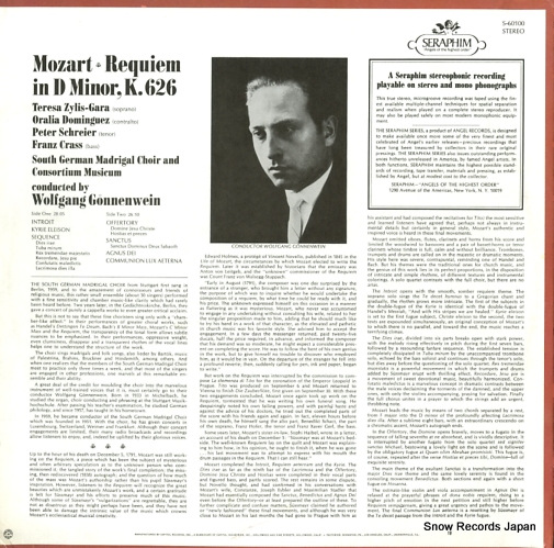 GONNENWEIN, WOLFGANG mozart; requiwm S-60100