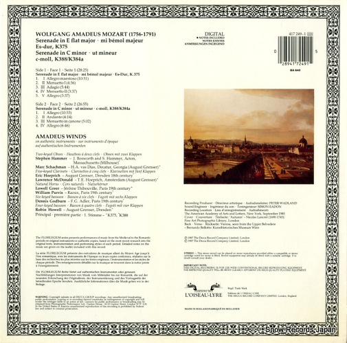 AMADEUS WINDS mozart; serenade k.375/k.388 417249-1