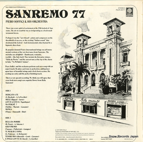 PIERO SOFFICI AND HIS ORCHESTRA sanremo1977 PI-LPS4077