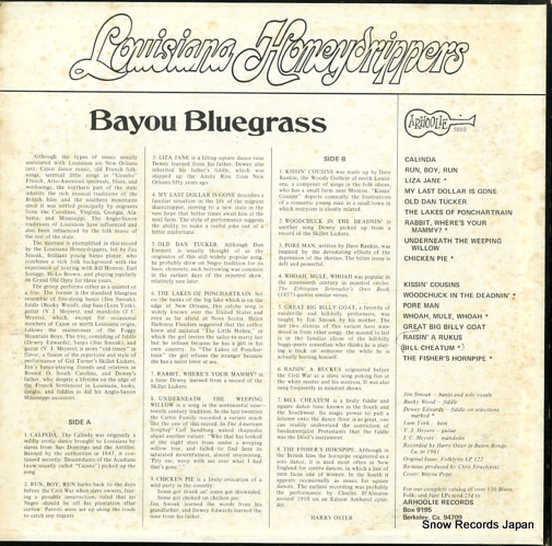 LOUISIANA HONEYDRIPPERS, THE bayou bluegrass ARHOOLIE5010