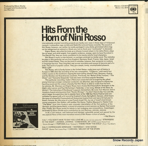 ROSSO, NINI hits from the horn of nini rosso CS9374