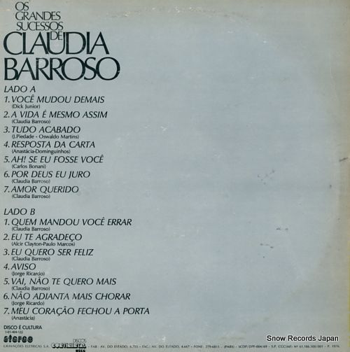 BARROSO, CLAUDIA os grandes sucessos 1-01-404-122