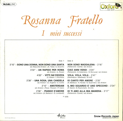 FRATELLO, ROSANNA i miei successi OX/3137