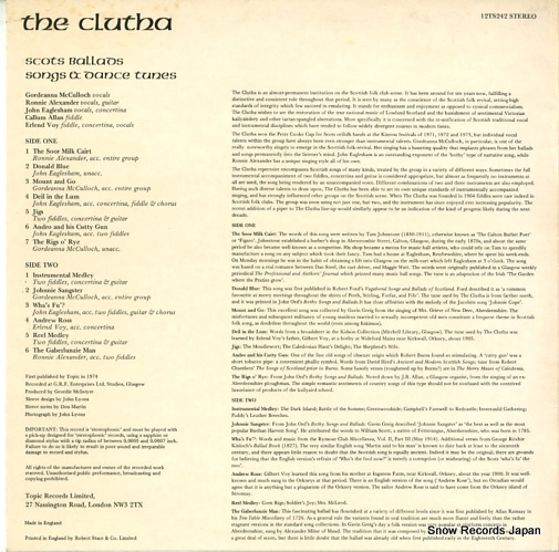 CLUTHA, THE scots ballads songs and dance tunes 12TS242