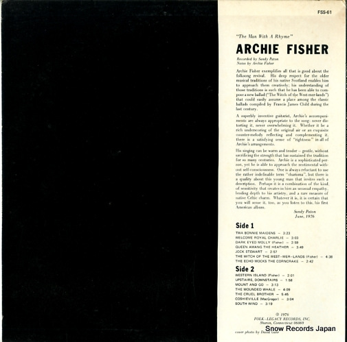 FISHER, ARCHIE the man with a rhyme FSS-61