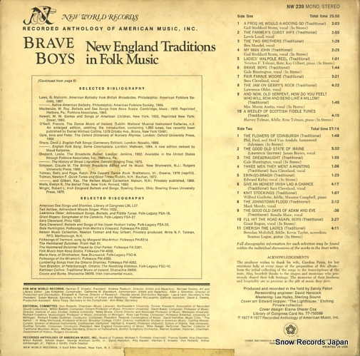 V/A brave boys/new england traditions in folk music NW239