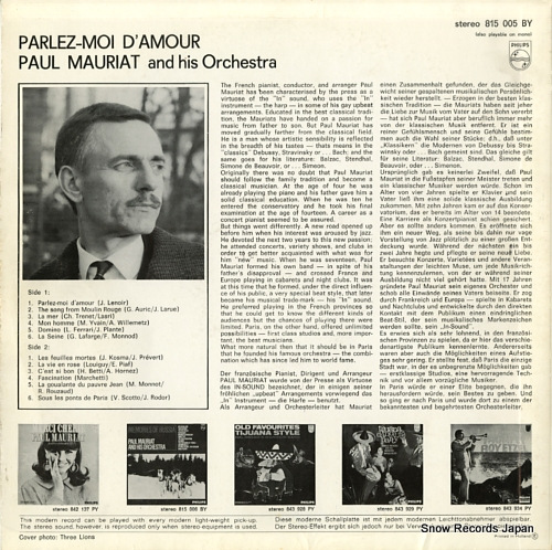 MAURIAT, PAUL parlez-moi d' amour 815005BY