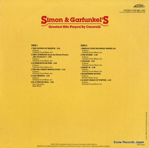 CARAVELLI simon and garfunkel greatest hits played by caravelli 296982-245