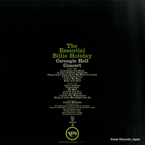 HOLIDAY, BILLIE the essential billie holiday / carnegie hall concert MV2600