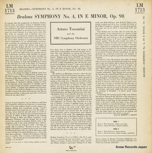 ȥ롦ȥˡ brahms; symphony no.4 LM1713