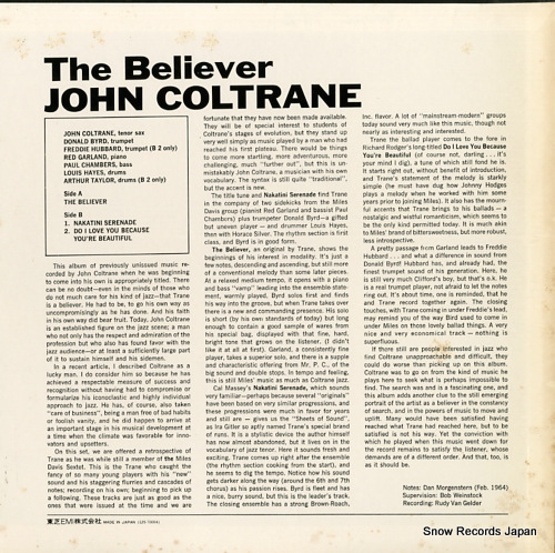 COLTRANE, JOHN the believer LPJ-70004