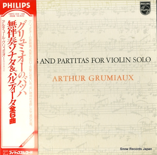 GRUMIAUX, ARTHUR bach; 6 sonatas and partitas for violin solo 15PC-104