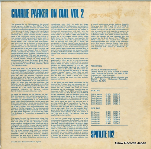 PARKER, CHARLIE charlie parker on dial volume 2 SPJ102