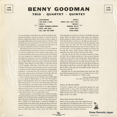 GOODMAN, BENNY trio-quartet-quintet LPM-1226
