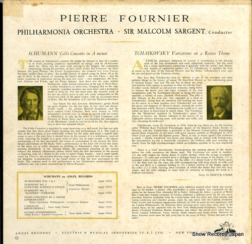 FOURNIER, PIERRE schumann; cello concerto in a minor / tchaikovsky; variations on a rococo theme ANG.35397