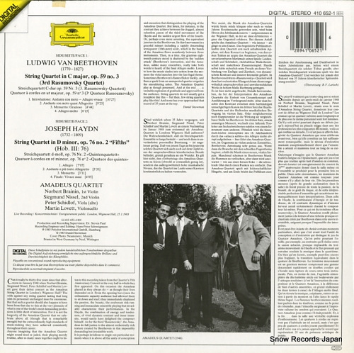 AMADEUS QUARTETT beethoven; quartet op. 59 no. 3 