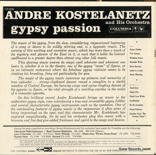 KOSTELANETZ, ANDRE AND HIS ORCHESTRA gypsy passion CS-8228