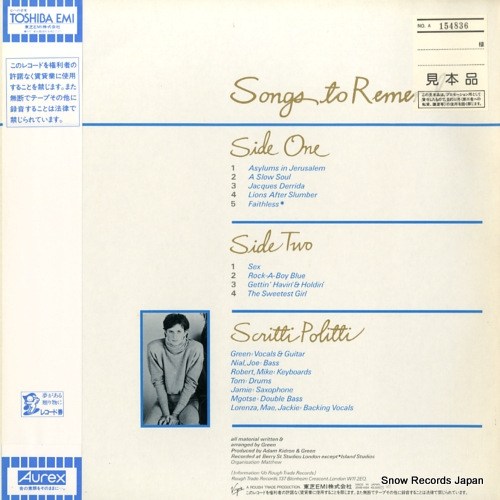 SCRITTI POLITTI songs to remember 25VB-1054