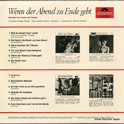 PIESKER, RUDIGER wenn der abend zu ende geht (melodien zum tanzen und traumen) 46870