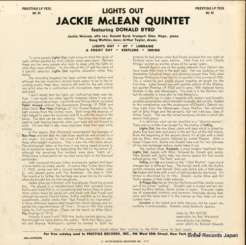 MCLEAN, JACKIE lights out SMJ-6590(M)