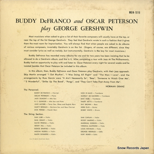 DE FRANCO, BUDDY, AND OSCAR PETERSON plays george gershwin MGN-1016