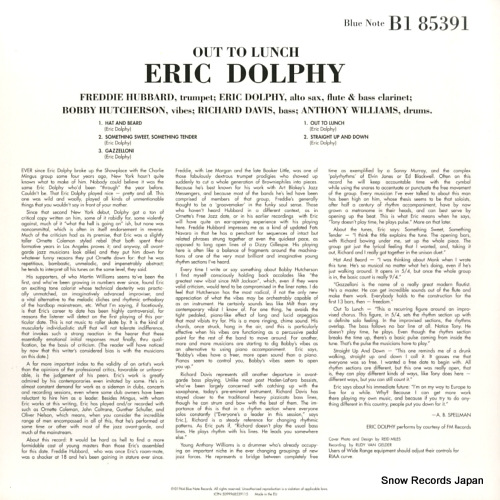 DOLPHY, ERIC out to lunch B185391
