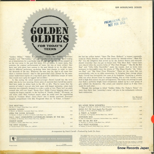 CARROLL, DAVID golden oldies for today's teens SR60935