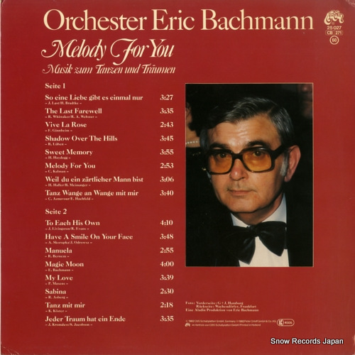 BACHMANN, ERIC melody for you ALA25027