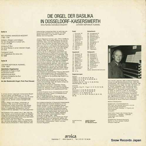 HEUSER, PAUL die orgel der basilika in dusseldorf-kaiserswerth ARSICA810