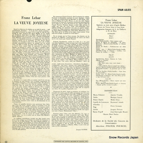 POURCEL, FRANCK lehar; la veuve joyeuse extraits SPAM68.013 / P77.106L