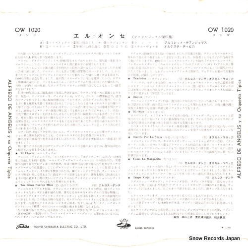 ANGELIS, ALFREDO DE alfredo de angelis y su orquesta tipica OW1020