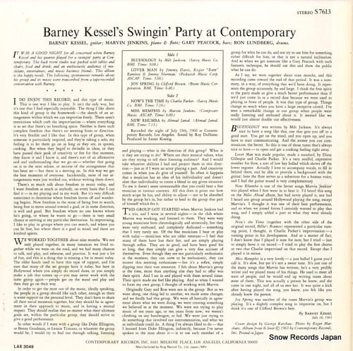 KESSEL, BARNEY barney kessel's swinmgin' party at contemporary LAX3049