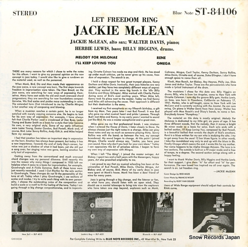 MCLEAN, JACKIE let freedom ring GXK8038
