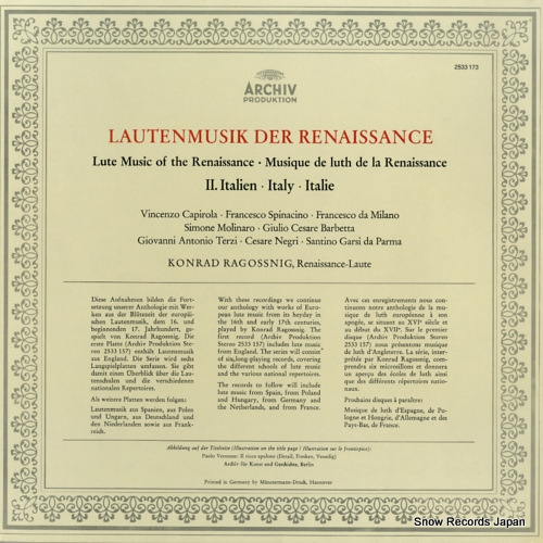 RAGOSSNIG, KONRAD music for lute 2533173