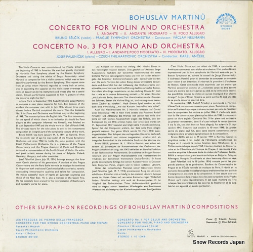 NEUMANN, VACLAV martinu; concert for violin and orchestra 50386