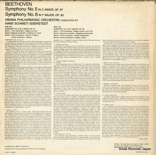 SCHMIDT-ISSERSTEDT, HANS beethoven; symphony no.5 / no.8 CS6619